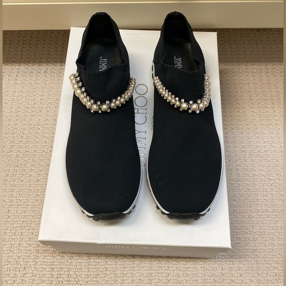 Jimmy Choo Verona Crystal Knit Low-Top Sneakers